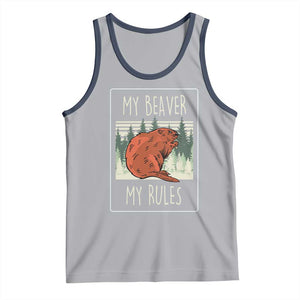 My Beaver My Rules Tank Top Funny Beaver Outdoor Nature Lover TS02 Athletic Heather Navy Print Your Wear
