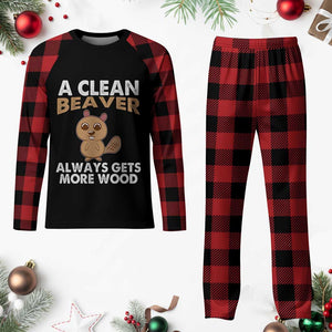 Funny Beaver Adult Humor Plaid Pajama Set A Clean Beaver Always Get More Wood TS02 Buffalo Plaid Print Your Wear