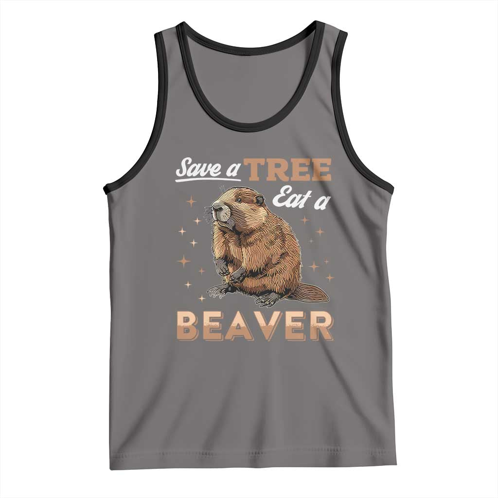 Funny Beaver Tank Top Save A Tree Eat A Beaver TS02 Deep Heather Black Print Your Wear