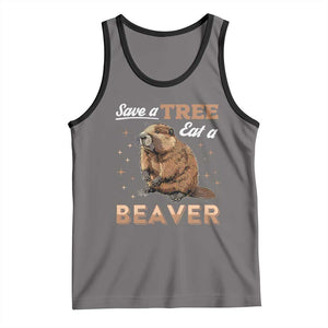 Funny Beaver Tank Top Save A Tree Eat A Beaver TS02 Deep Heather Black Print Your Wear