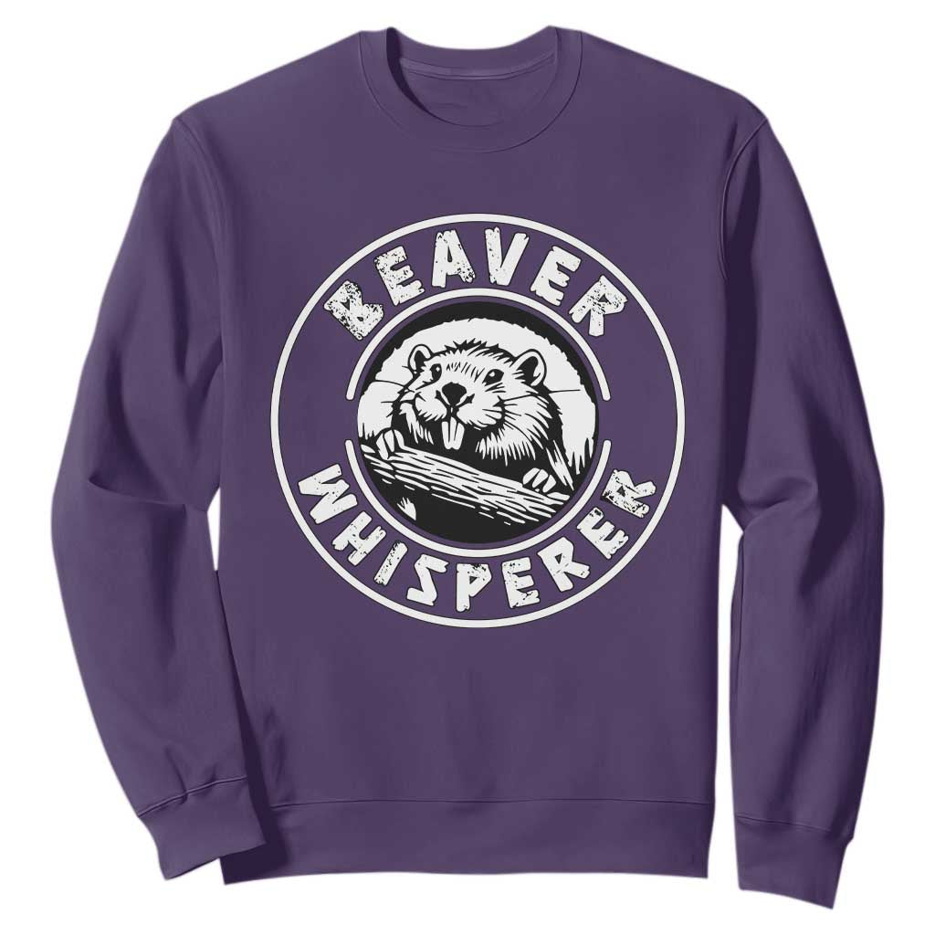 Beaver Whisperer Sweatshirt Funny Wildlife Lover Nature Humor TS02 Purple Print Your Wear