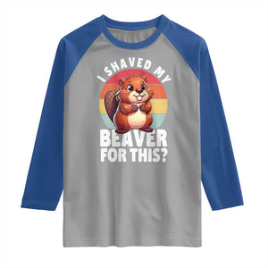 I Shaved My Beaver Raglan Shirt Inappropriate Adult Humor Naughty TS02 Sport Gray Royal Print Your Wear