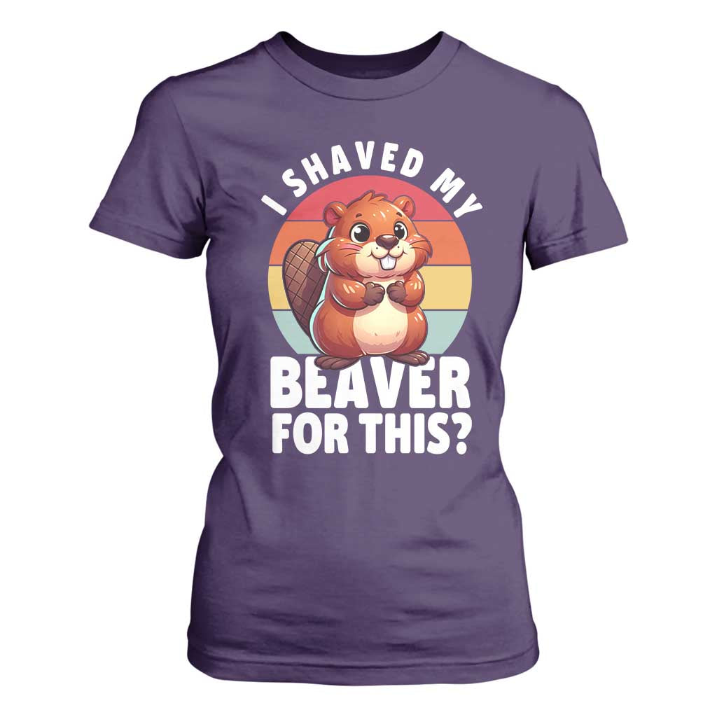 I Shaved My Beaver T Shirt For Women Inappropriate Adult Humor Naughty TS02 Purple Print Your Wear