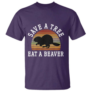 Save A Tree Eat A Beaver T Shirt Funny Ironic Beaver TS02 Purple Print Your Wear