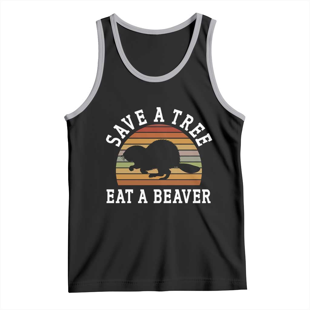 Save A Tree Eat A Beaver Tank Top Funny Ironic Beaver TS02 Black Athletic Heather Print Your Wear
