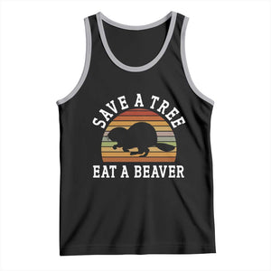 Save A Tree Eat A Beaver Tank Top Funny Ironic Beaver TS02 Black Athletic Heather Print Your Wear