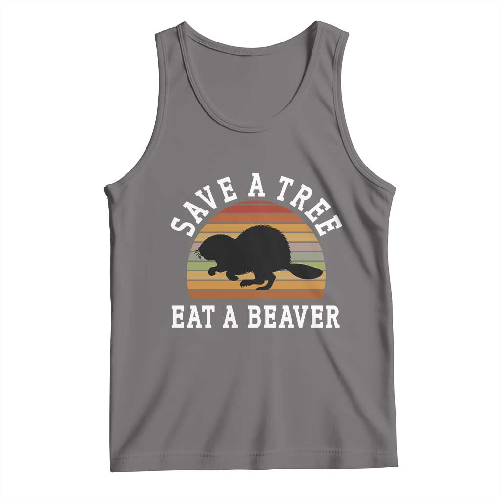 Save A Tree Eat A Beaver Tank Top Funny Ironic Beaver TS02 Deep Heather Print Your Wear