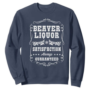 Funny Beaver Liquor Sweatshirt Adult Drinking Humor Pun Vintage TS02 Navy Print Your Wear
