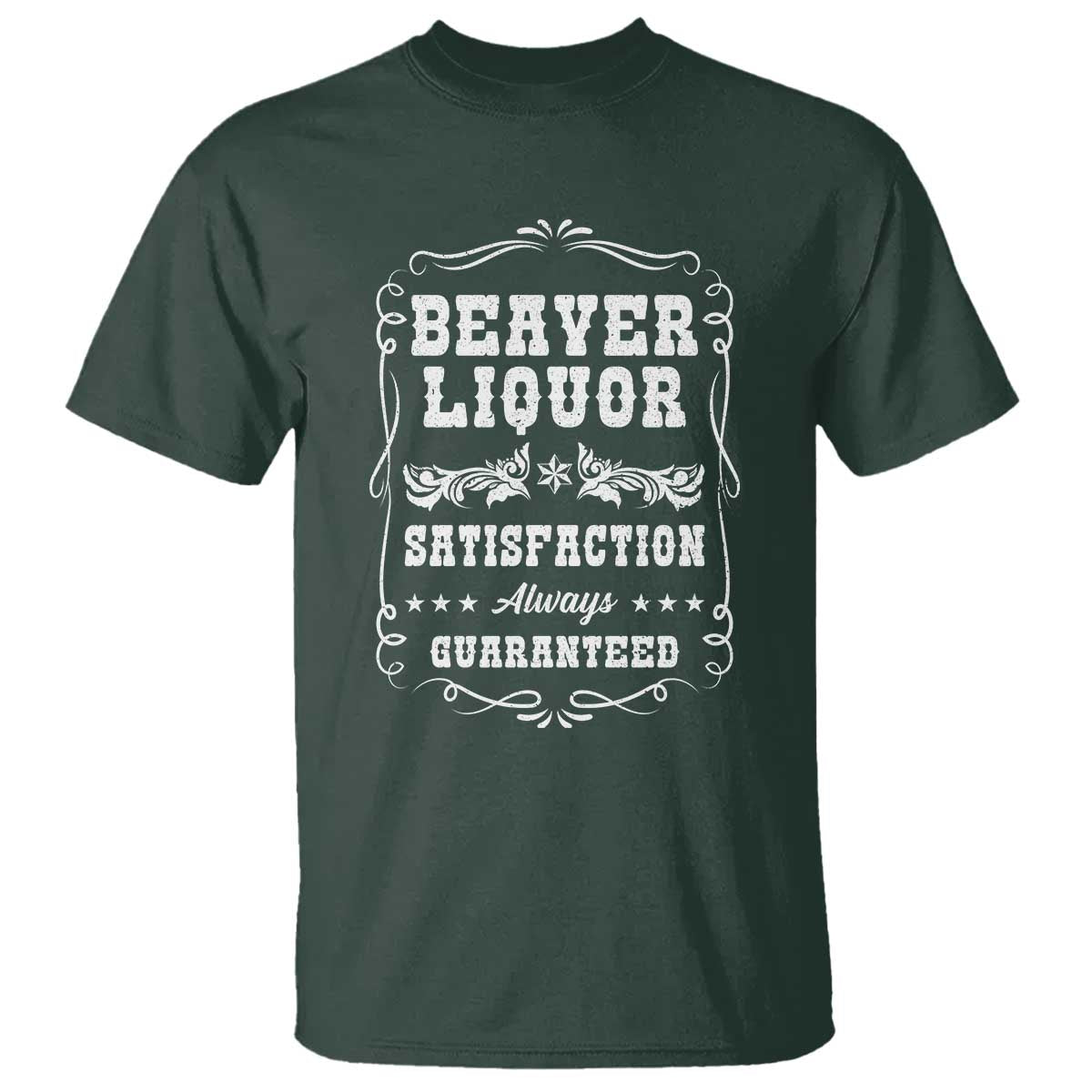 Funny Beaver Liquor T Shirt Adult Drinking Humor Pun Vintage TS02 Dark Forest Green Print Your Wear
