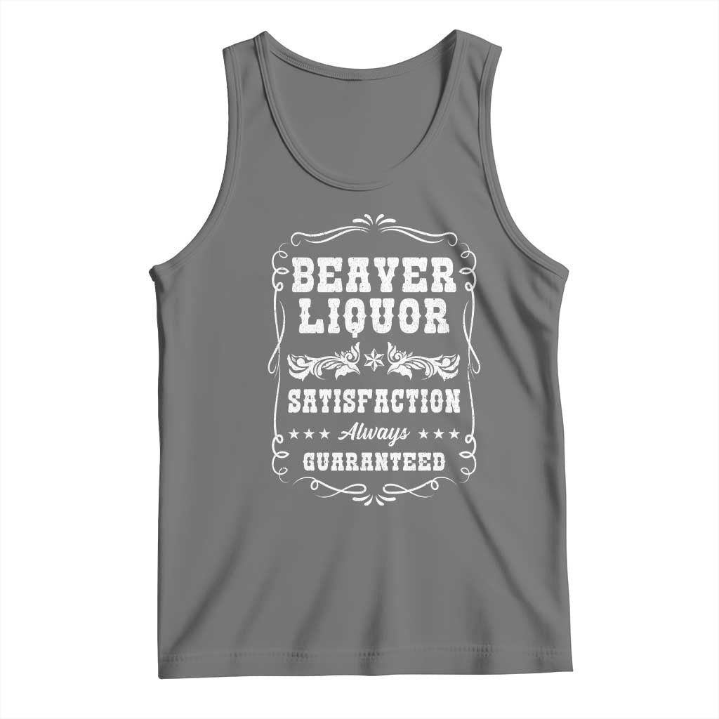 Funny Beaver Liquor Tank Top Adult Drinking Humor Pun Vintage TS02 Black Heather Print Your Wear