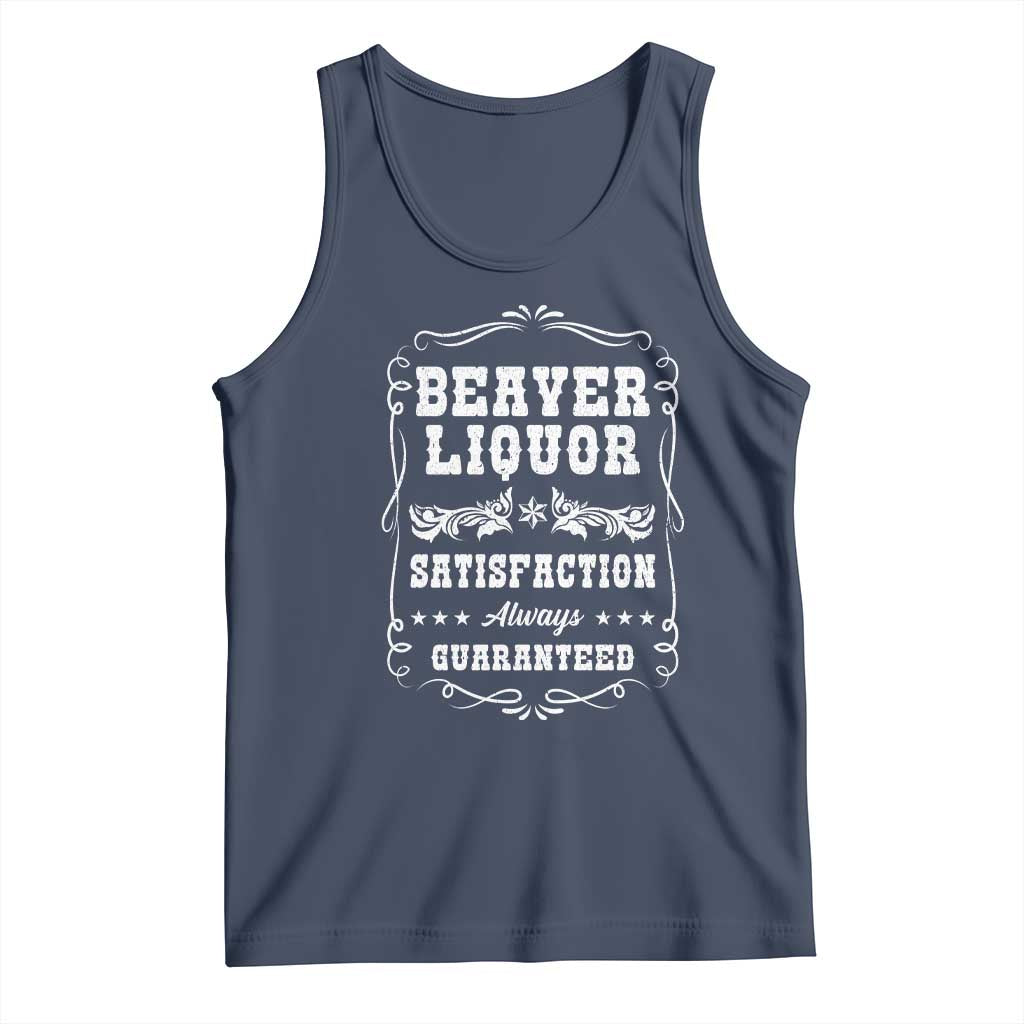 Funny Beaver Liquor Tank Top Adult Drinking Humor Pun Vintage TS02 Navy Print Your Wear