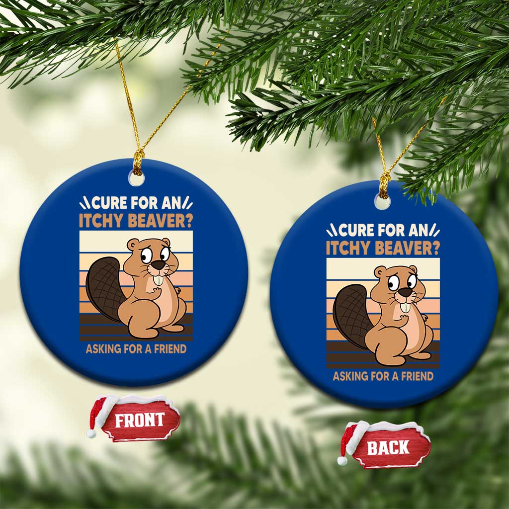 Funny Beaver Ceramic Ornament Cure For An Itchy Beaver Ask For A Friend Adult Humor TS02 1pc Blue Print Your Wear