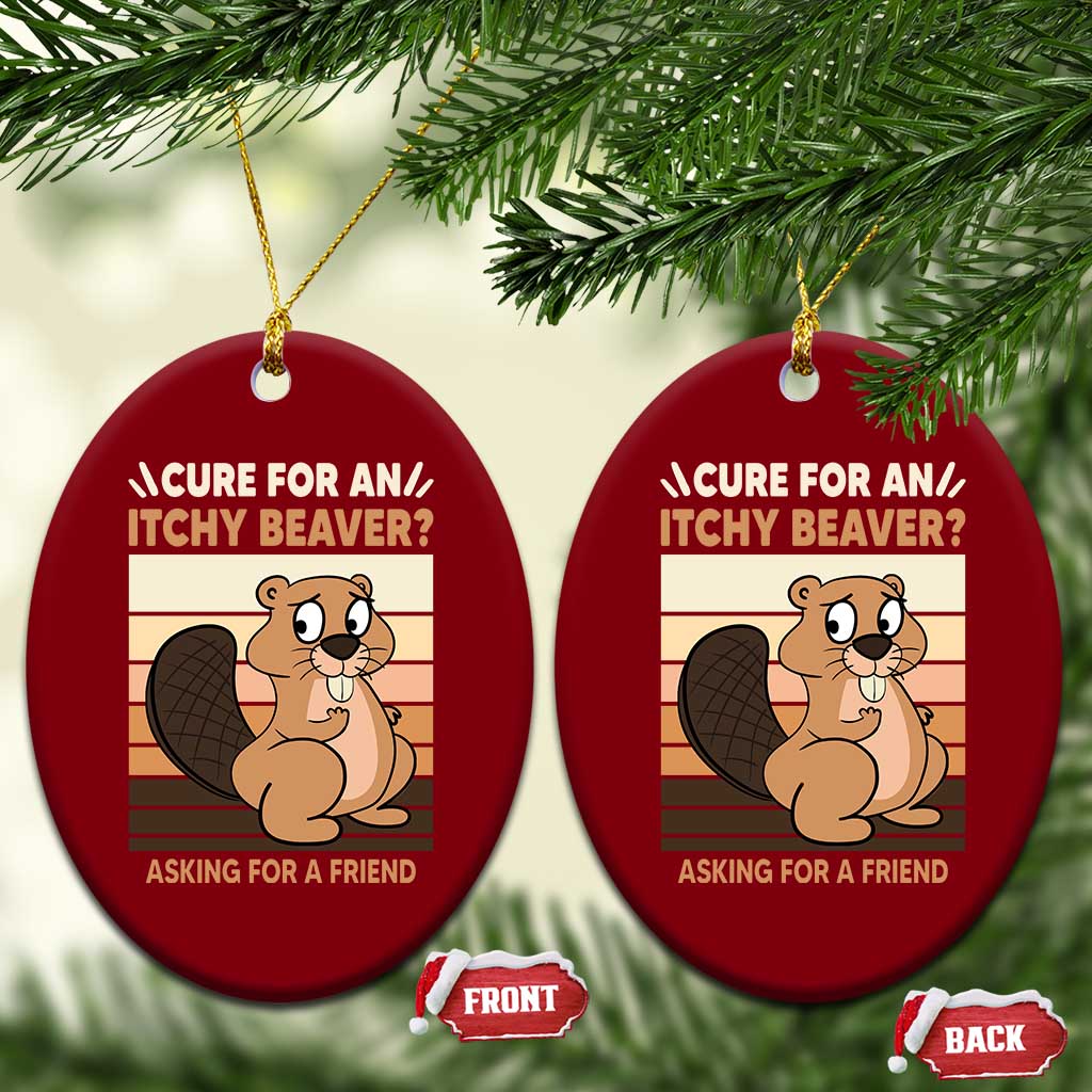 Funny Beaver Ceramic Ornament Cure For An Itchy Beaver Ask For A Friend Adult Humor TS02 Print Your Wear