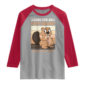 Funny Beaver Raglan Shirt Cure For An Itchy Beaver Ask For A Friend Adult Humor TS02 Sport Gray Red Print Your Wear