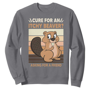 Funny Beaver Sweatshirt Cure For An Itchy Beaver Ask For A Friend Adult Humor TS02 Charcoal Print Your Wear