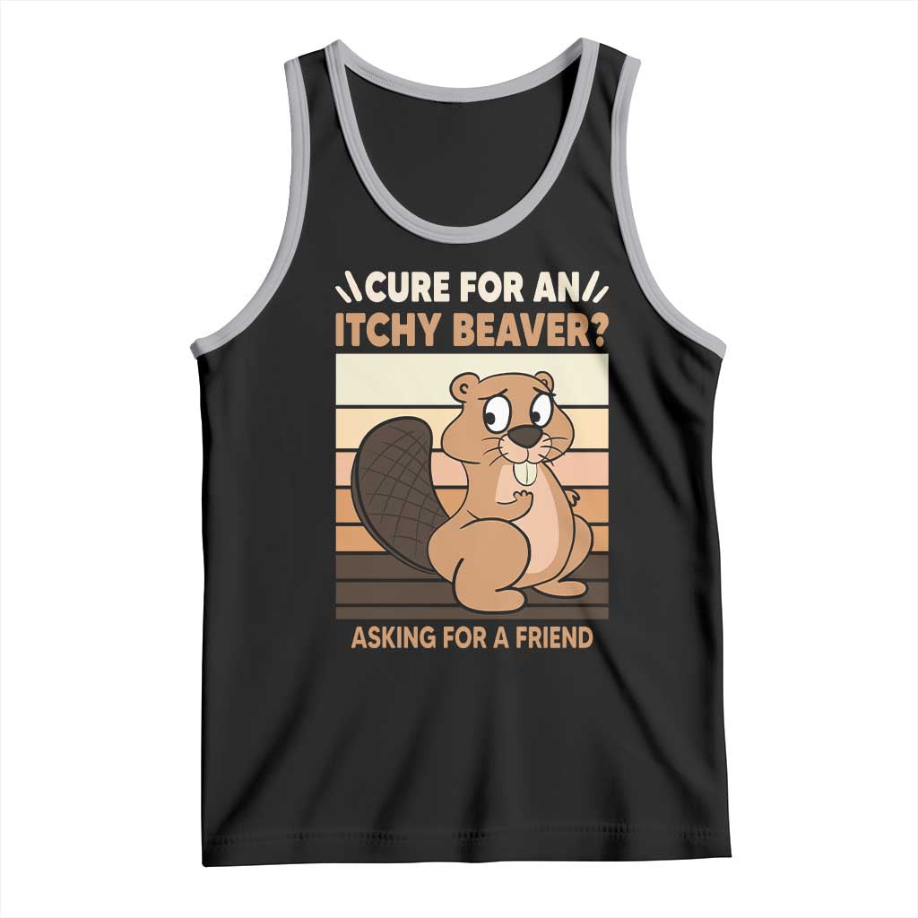 Funny Beaver Tank Top Cure For An Itchy Beaver Ask For A Friend Adult Humor TS02 Black Athletic Heather Print Your Wear