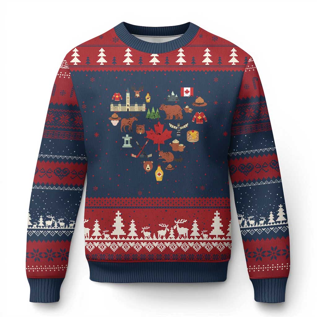 Canada Pride Ugly Christmas Sweater Canadian Flag Maple Leaf TS02 Navy Red Print Your Wear