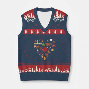 Canada Pride V-Neck Knit Sweater Vest Canadian Flag Maple Leaf TS02 Navy Red Print Your Wear