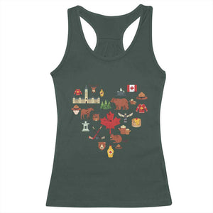 Canada Pride Racerback Tank Top Canadian Flag Maple Leaf TS02 Dark Forest Green Print Your Wear
