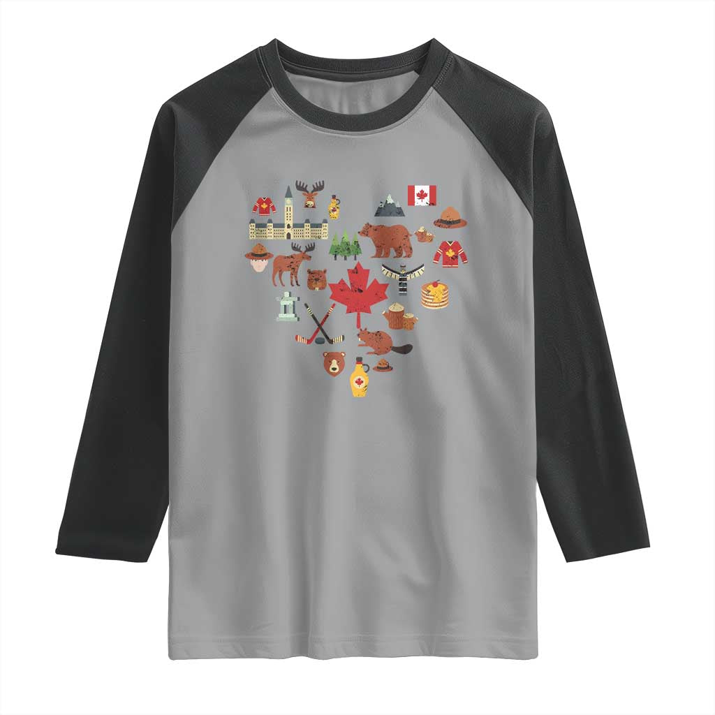 Canada Pride Raglan Shirt Canadian Flag Maple Leaf TS02 Sport Gray Black Print Your Wear