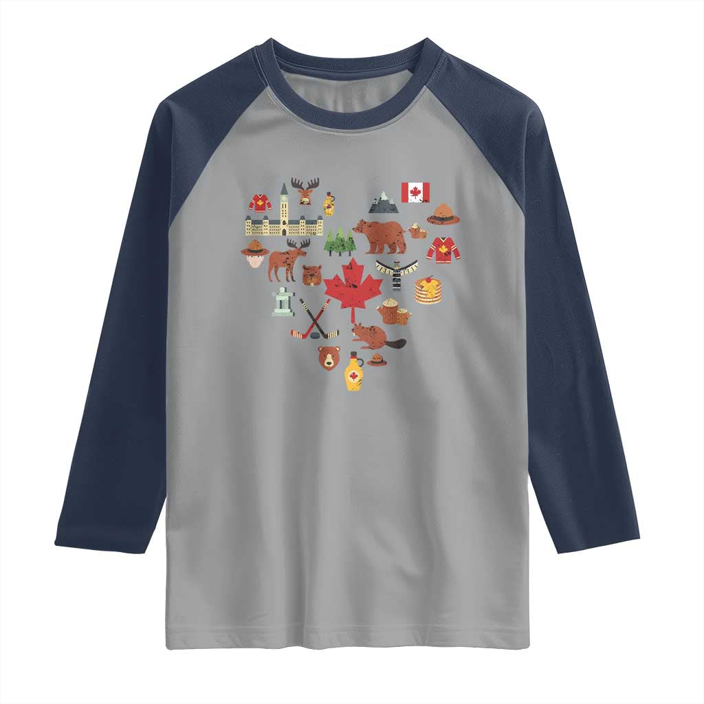 Canada Pride Raglan Shirt Canadian Flag Maple Leaf TS02 Sport Gray Navy Print Your Wear
