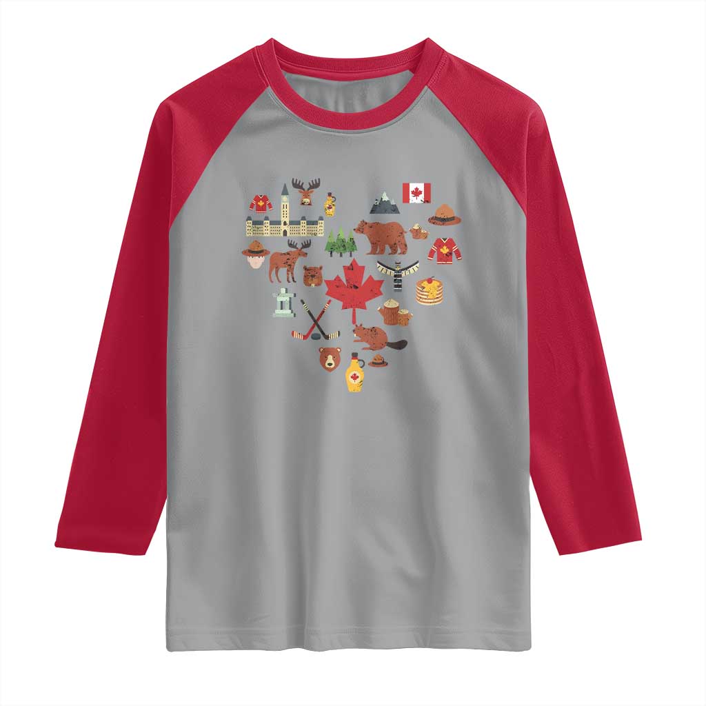 Canada Pride Raglan Shirt Canadian Flag Maple Leaf TS02 Sport Gray Red Print Your Wear
