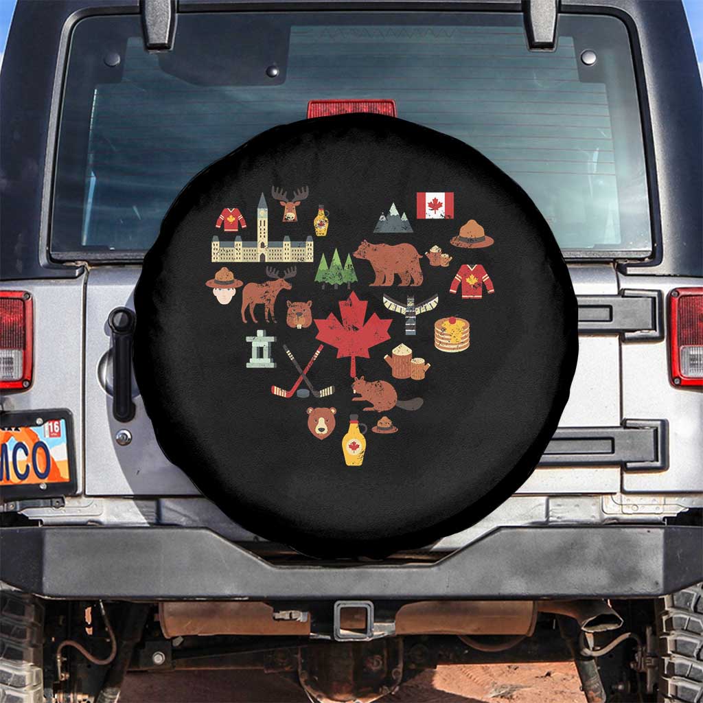 Canada Pride Spare Tire Cover Canadian Flag Maple Leaf TS02 No hole Black Print Your Wear