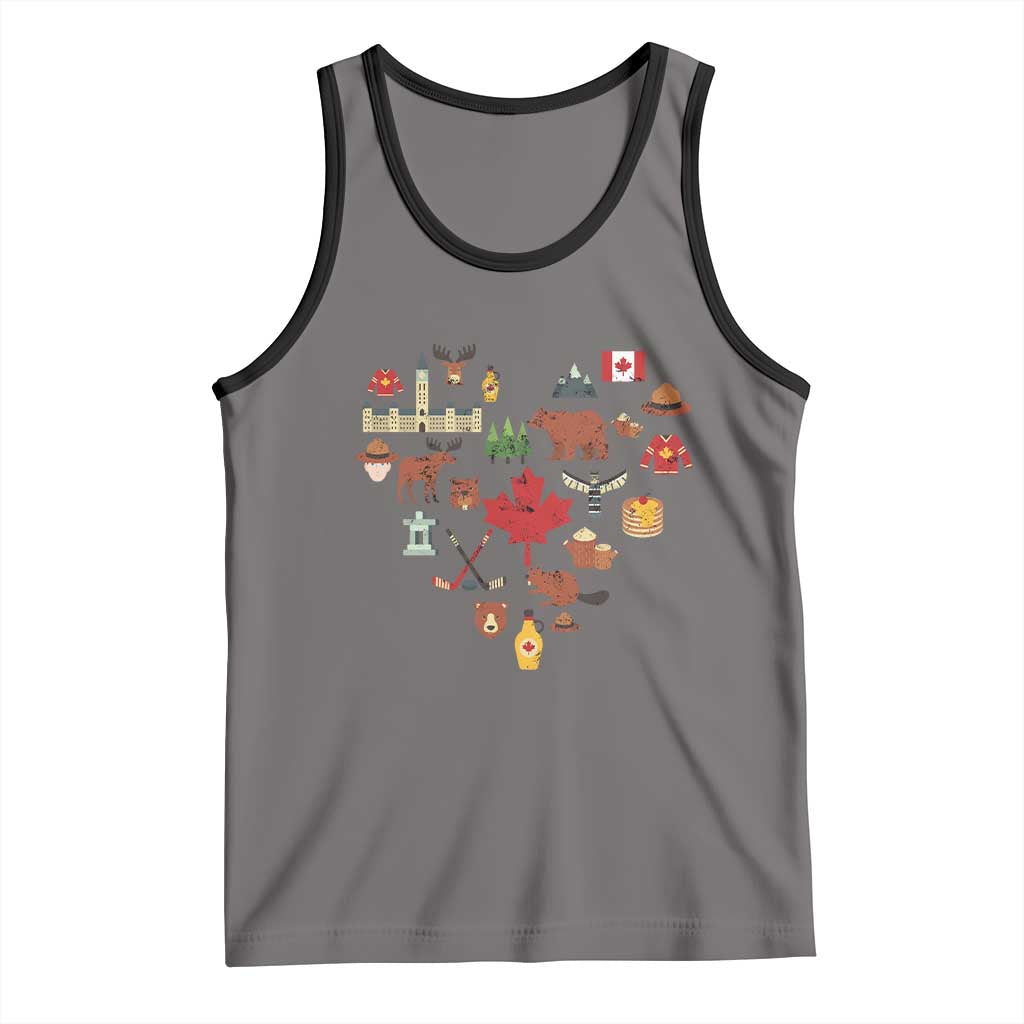 Canada Pride Tank Top Canadian Flag Maple Leaf TS02 Deep Heather Black Print Your Wear