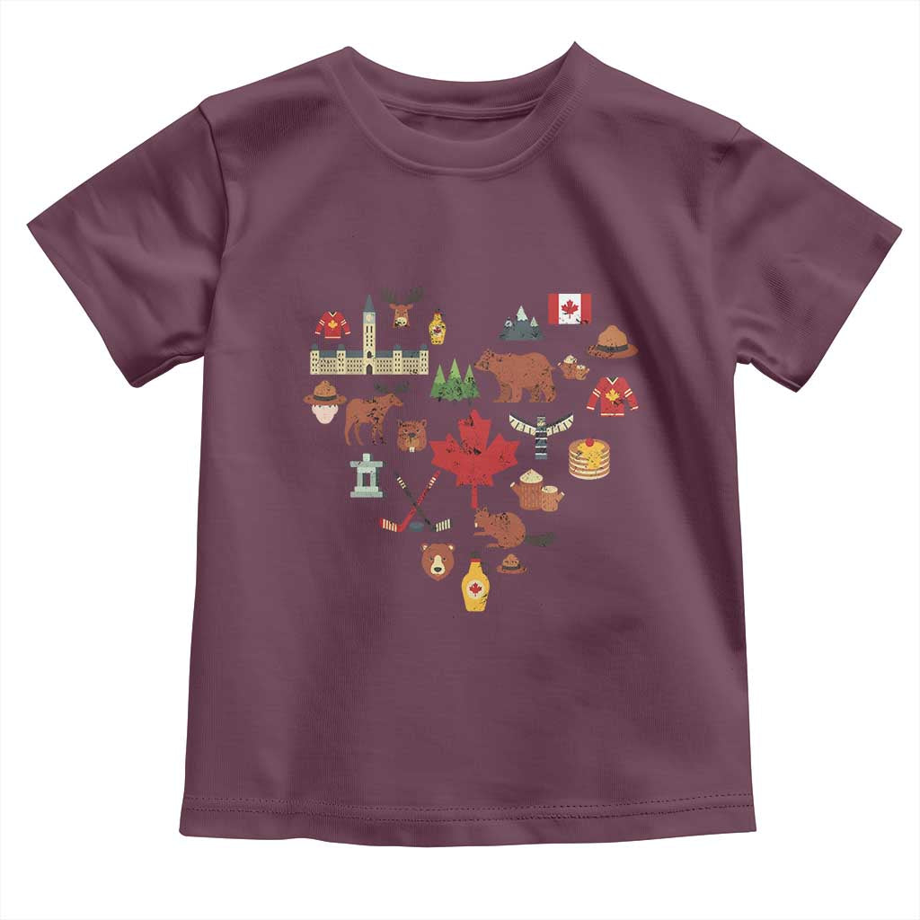 Canada Pride Toddler T Shirt Canadian Flag Maple Leaf TS02 Maroon Print Your Wear