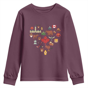 Canada Pride Youth Sweatshirt Canadian Flag Maple Leaf TS02 Maroon Print Your Wear