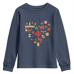 Canada Pride Youth Sweatshirt Canadian Flag Maple Leaf TS02 Navy Print Your Wear