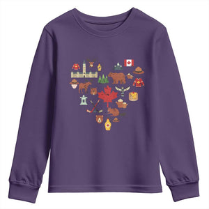 Canada Pride Youth Sweatshirt Canadian Flag Maple Leaf TS02 Purple Print Your Wear