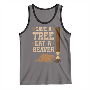 Funny Save A Tree Eat A Beaver Tank Top Hunting Beavers Hunter TS02 Deep Heather Black Print Your Wear