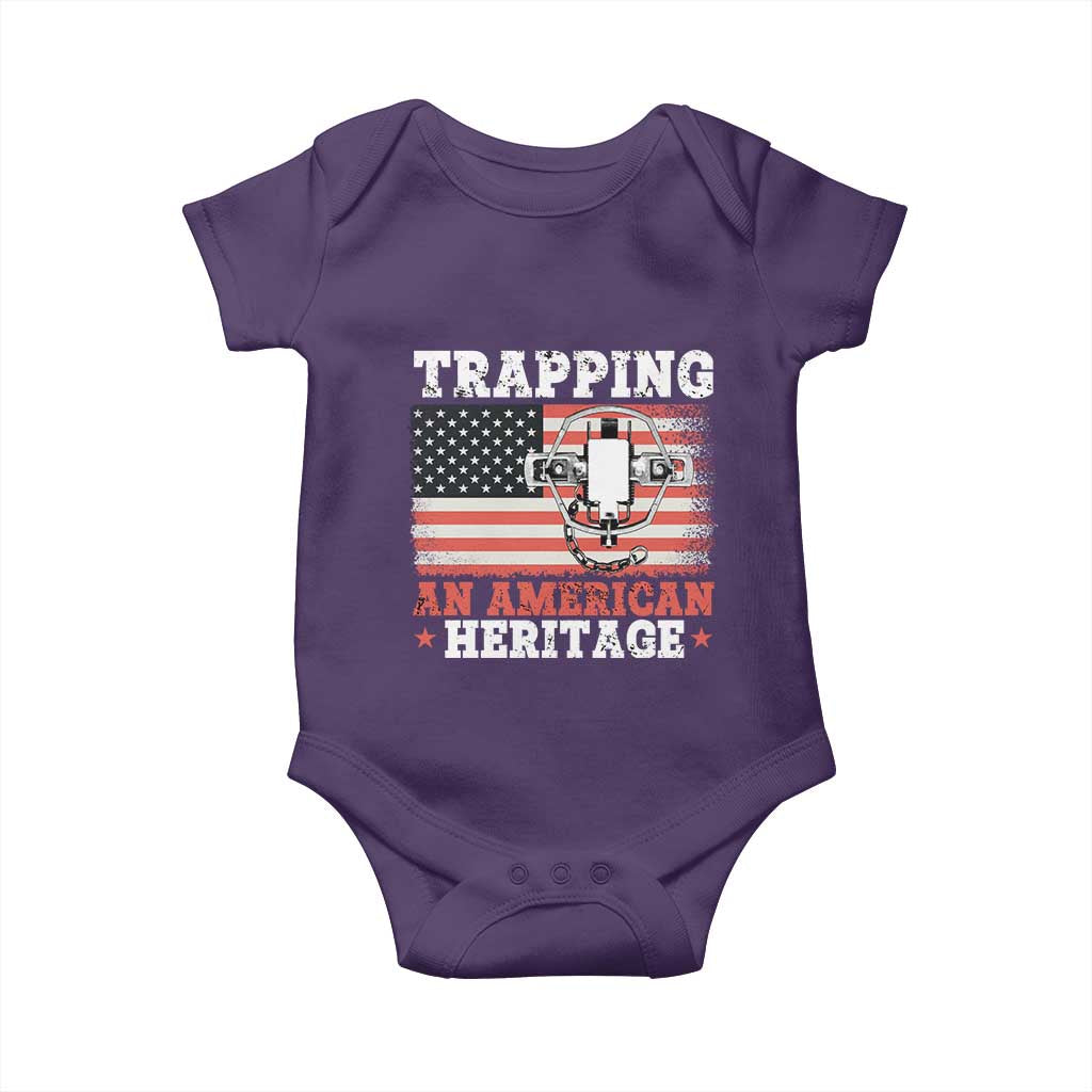 Trapping American Heritage Baby Onesie Patriotic Trap Hunting Trapper TS02 Purple Print Your Wear