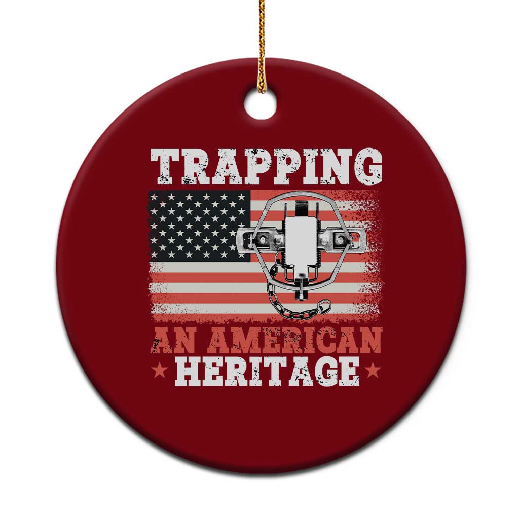 Trapping American Heritage Ceramic Ornament Patriotic Trap Hunting Trapper TS02 1pc Red Print Your Wear