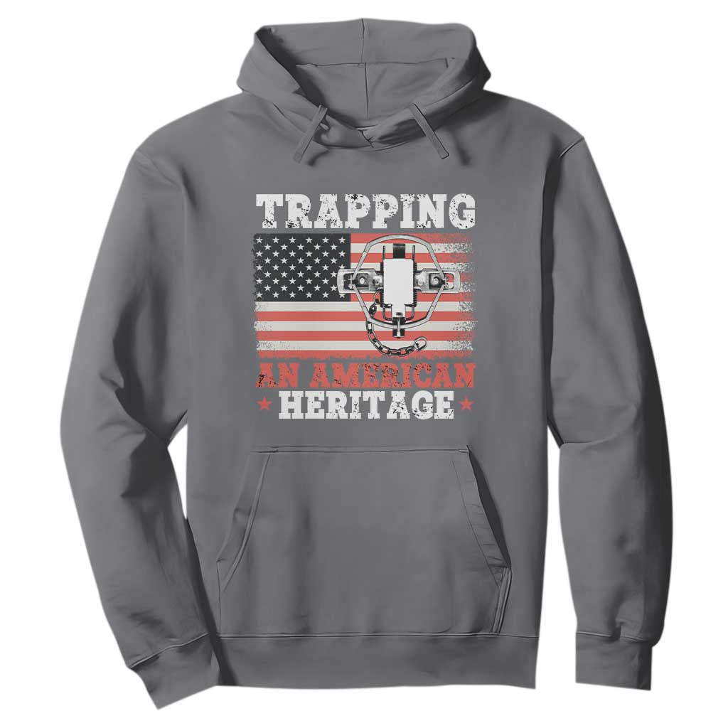 Trapping American Heritage Hoodie Patriotic Trap Hunting Trapper TS02 Charcoal Print Your Wear