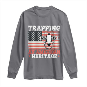 Trapping American Heritage Long Sleeve Shirt Patriotic Trap Hunting Trapper TS02 Charcoal Print Your Wear