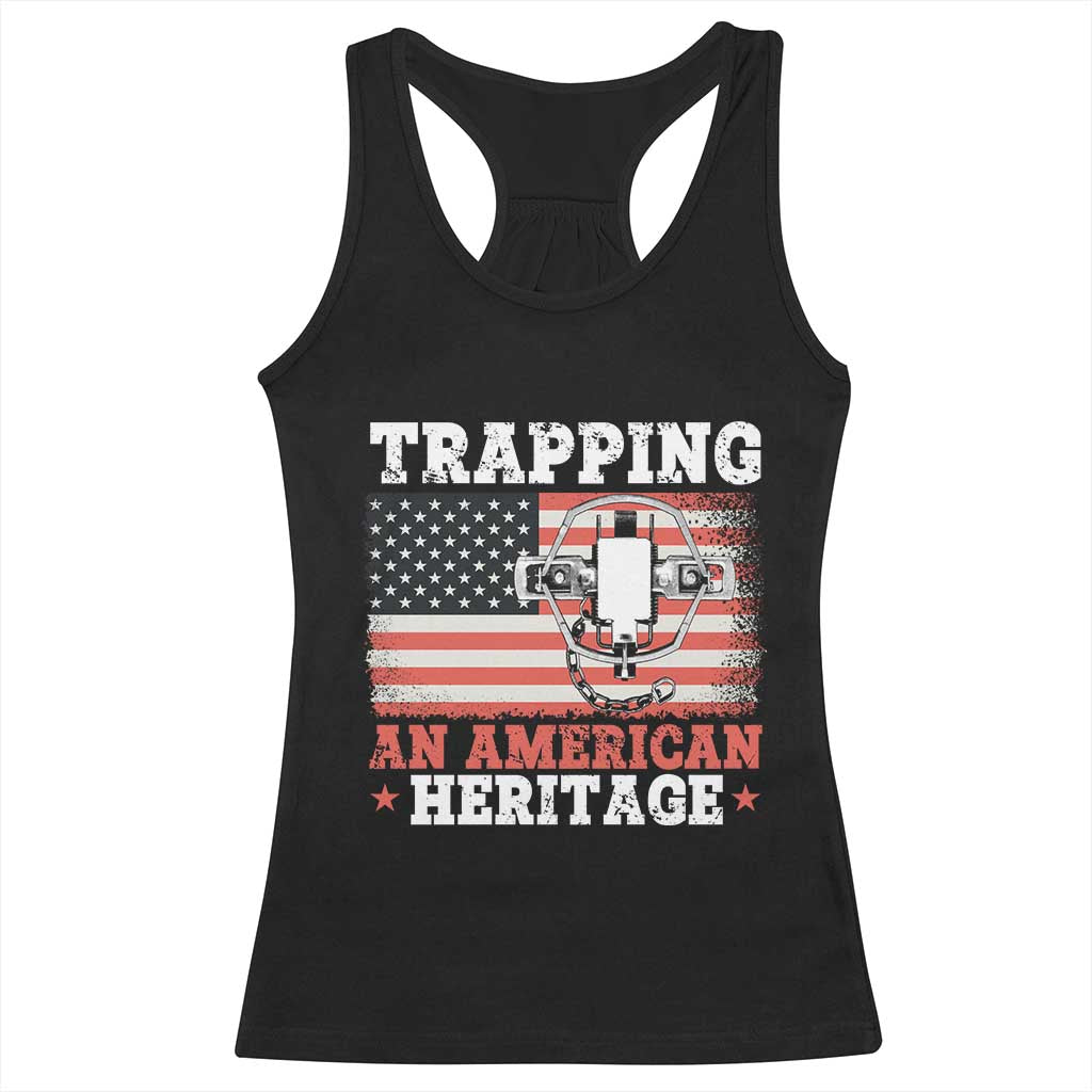 Trapping American Heritage Racerback Tank Top Patriotic Trap Hunting Trapper TS02 Black Print Your Wear