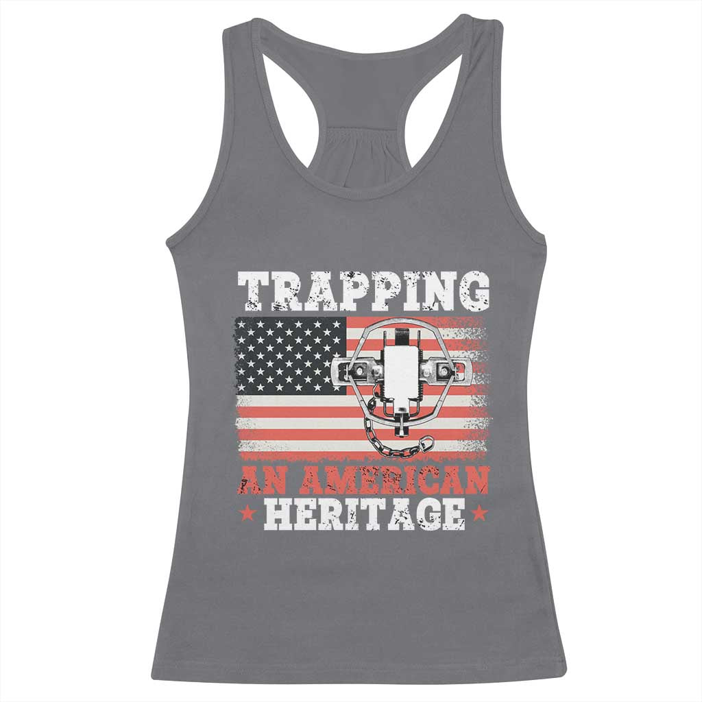 Trapping American Heritage Racerback Tank Top Patriotic Trap Hunting Trapper TS02 Charcoal Print Your Wear