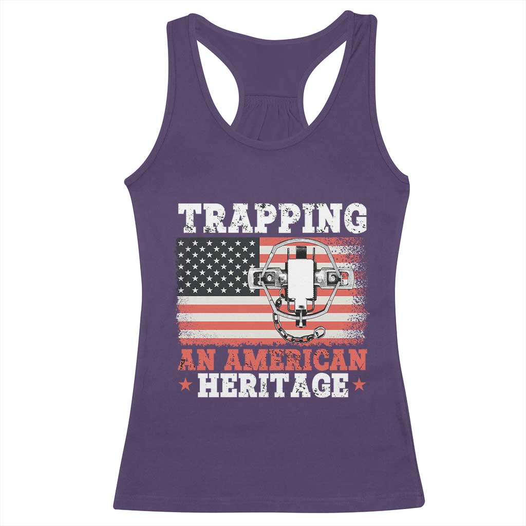 Trapping American Heritage Racerback Tank Top Patriotic Trap Hunting Trapper TS02 Purple Print Your Wear