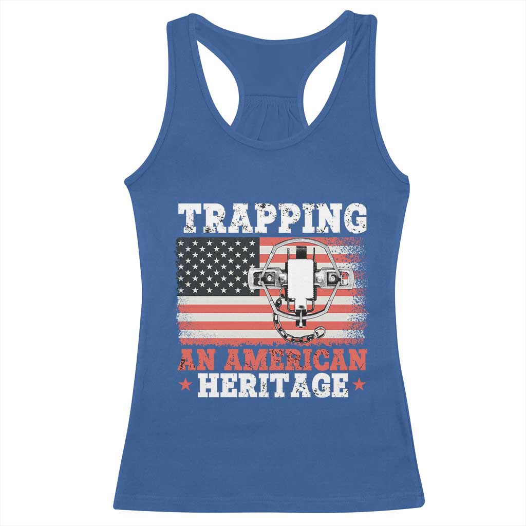 Trapping American Heritage Racerback Tank Top Patriotic Trap Hunting Trapper TS02 Royal Blue Print Your Wear