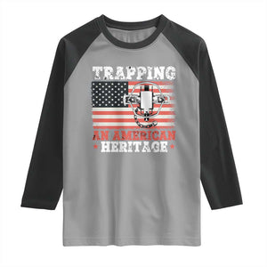 Trapping American Heritage Raglan Shirt Patriotic Trap Hunting Trapper TS02 Sport Gray Black Print Your Wear