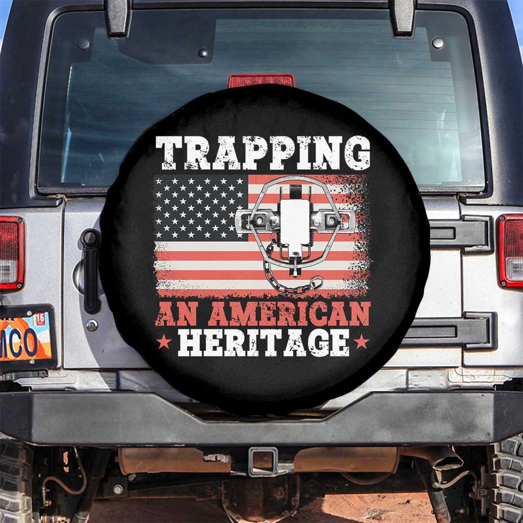 Trapping American Heritage Spare Tire Cover Patriotic Trap Hunting Trapper TS02 No hole Black Print Your Wear