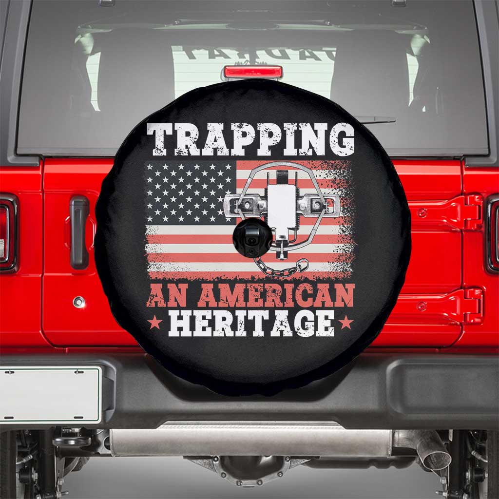 Trapping American Heritage Spare Tire Cover Patriotic Trap Hunting Trapper TS02 Black Print Your Wear
