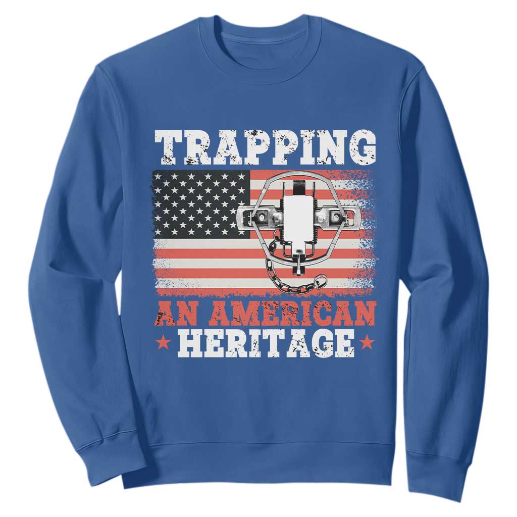 Trapping American Heritage Sweatshirt Patriotic Trap Hunting Trapper TS02 Royal Blue Print Your Wear