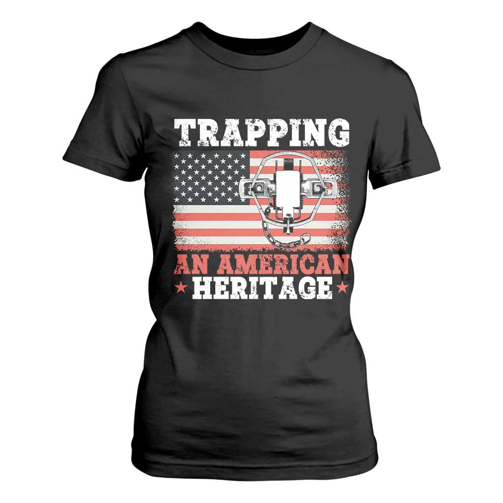 Trapping American Heritage T Shirt For Women Patriotic Trap Hunting Trapper TS02 Black Print Your Wear