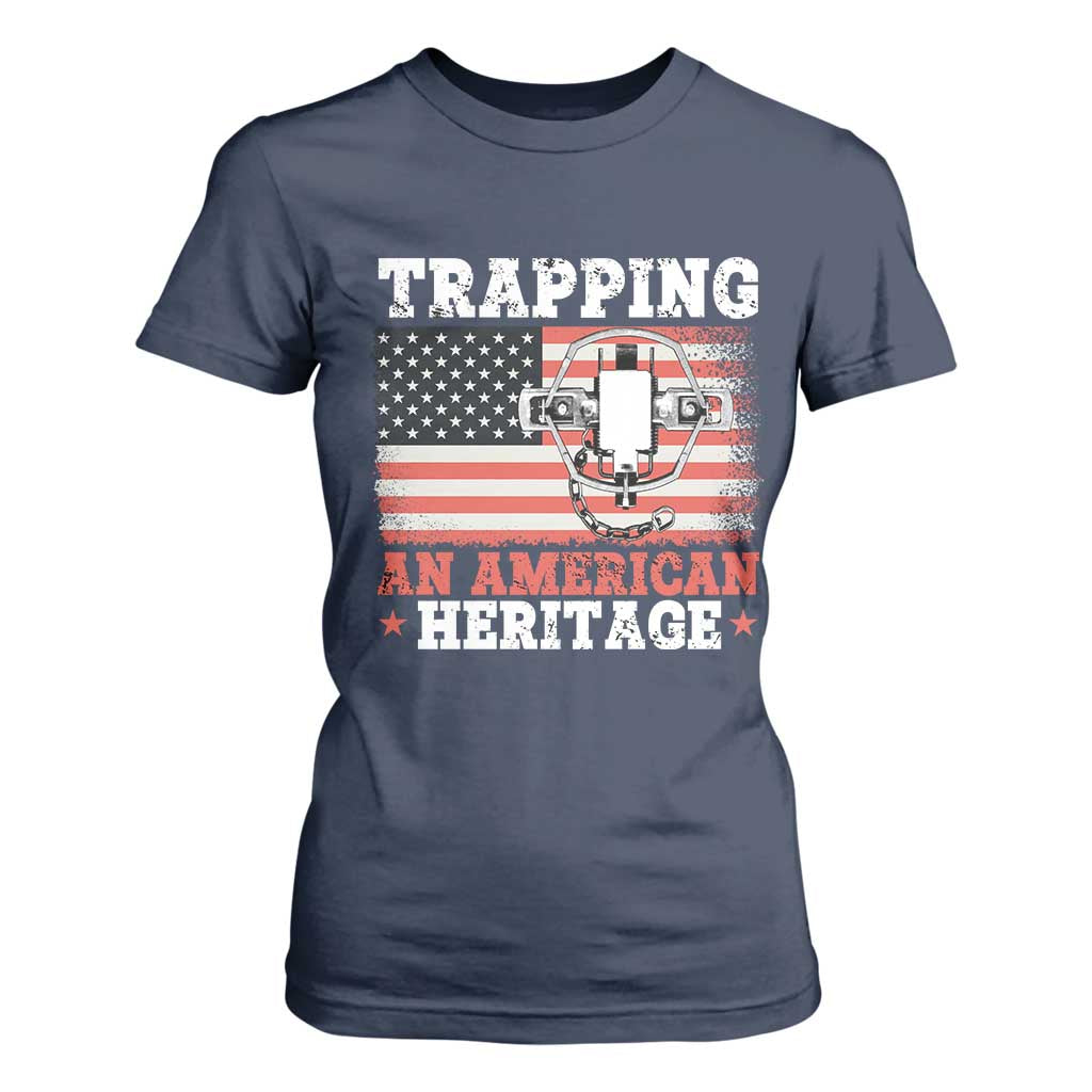 Trapping American Heritage T Shirt For Women Patriotic Trap Hunting Trapper TS02 Navy Print Your Wear