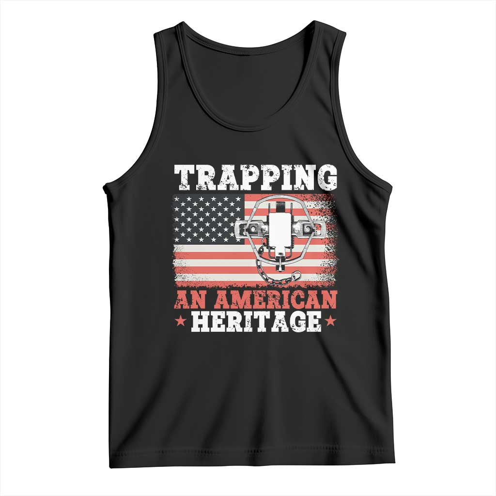 Trapping American Heritage Tank Top Patriotic Trap Hunting Trapper TS02 Black Print Your Wear