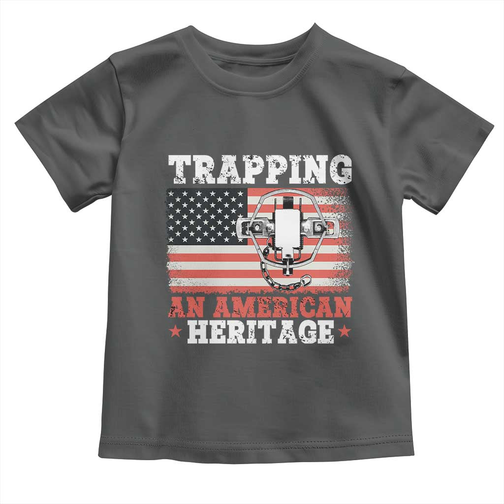 Trapping American Heritage Toddler T Shirt Patriotic Trap Hunting Trapper TS02 Dark Heather Print Your Wear