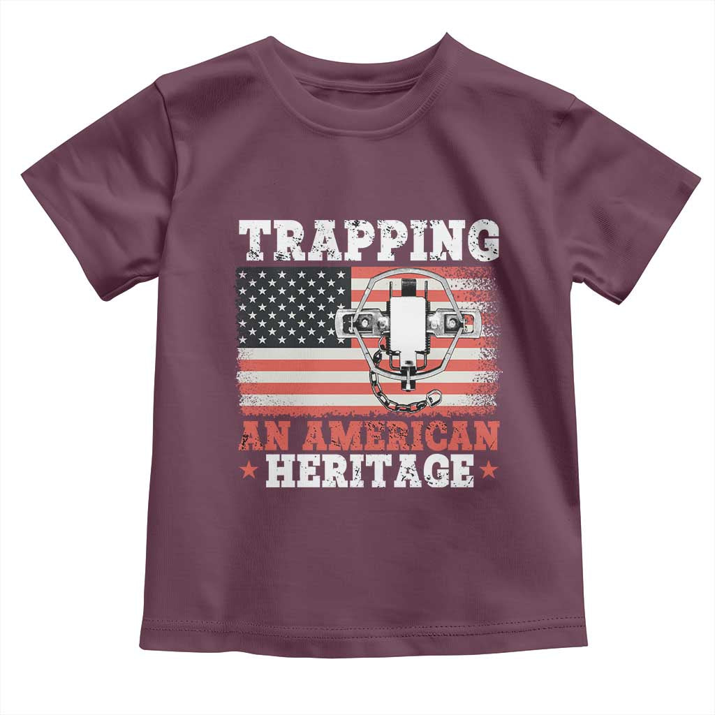 Trapping American Heritage Toddler T Shirt Patriotic Trap Hunting Trapper TS02 Maroon Print Your Wear